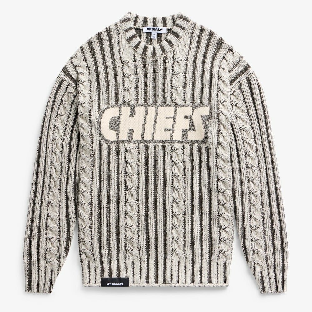 Kansas City Chiefs Off Season x NFL Unisex Cable Knit Sweater Cream/Gray | NFL