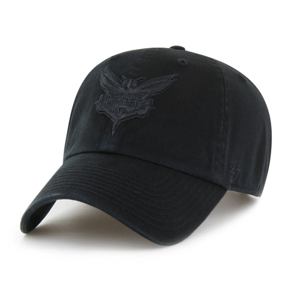 Charlotte Hornets '47 Black on Black Clean Up Adjustable Hat - NBA
