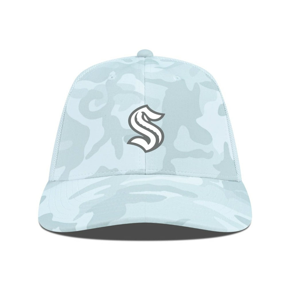 Seattle Kraken Levelwear Clash Slate & Snow Meshback Flex Hat - Camo - NHL