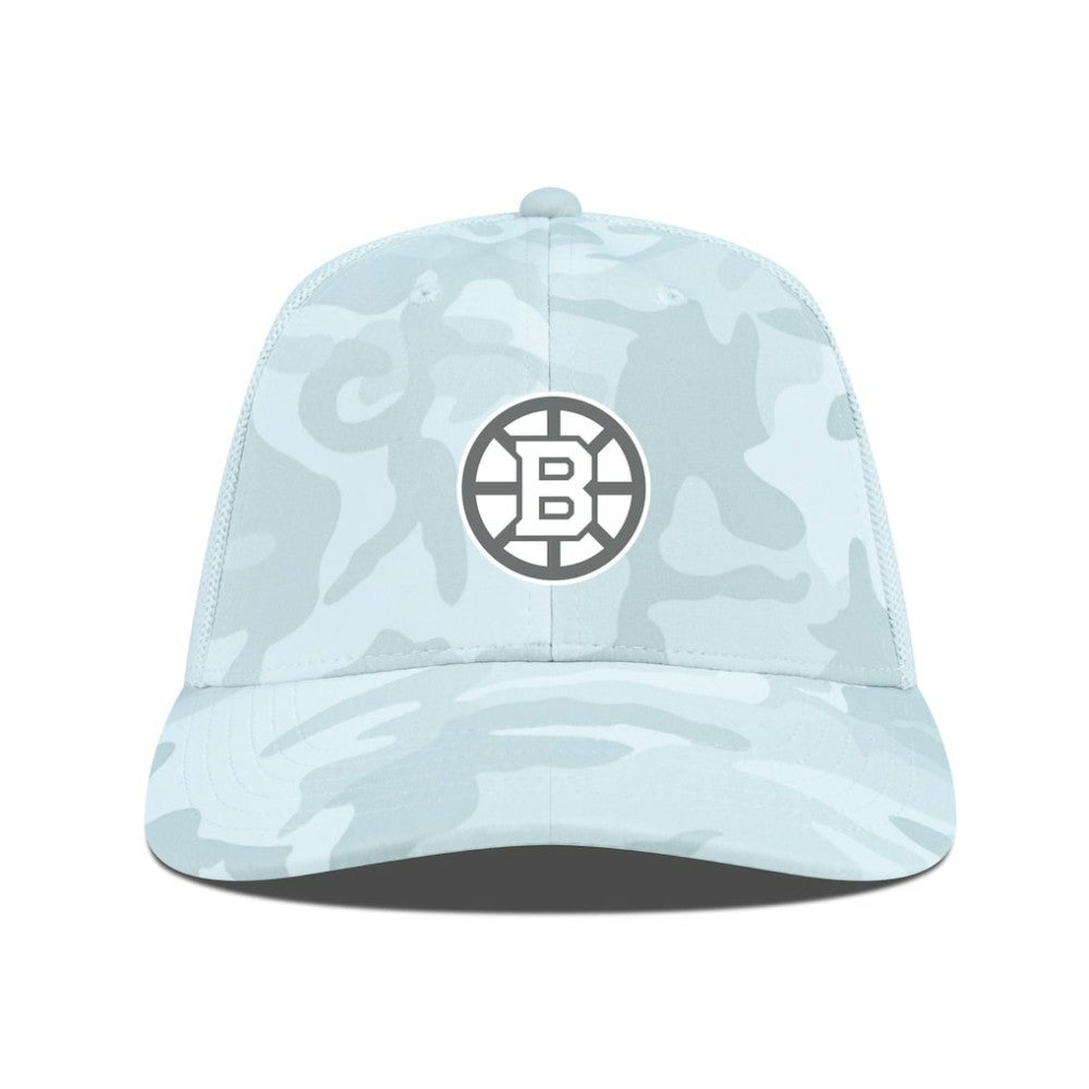 Boston Bruins Levelwear Clash Slate & Snow Meshback Flex Hat - Camo - NHL