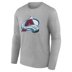 Colorado Avalanche Women's Primary Logo Long Sleeve V-Neck T-Shirt - Gray - NHL