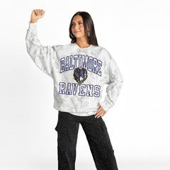 Baltimore Ravens Gameday Couture Women's Whiteout Oversized Premium Fleece Sweatshirt Arctic Camo | NFL