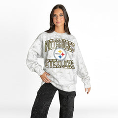 Pittsburgh Steelers Gameday Couture Women's Whiteout Oversized Premium Fleece Sweatshirt Arctic Camo | NFL