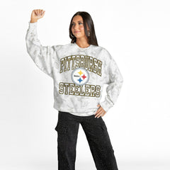 Pittsburgh Steelers Gameday Couture Women's Whiteout Oversized Premium Fleece Sweatshirt Arctic Camo | NFL