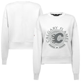 Calgary Flames Levelwear Women's Slate & Snow Sponge Tri-Blend Sweatshirt - White - NHL