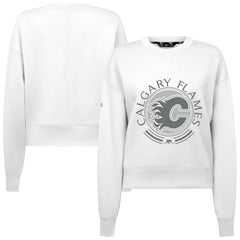 Calgary Flames Levelwear Women's Slate & Snow Sponge Tri-Blend Sweatshirt - White - NHL