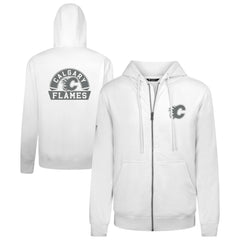 Calgary Flames Levelwear Podium Chenille Logo Full-Zip Hoodie - White - NHL
