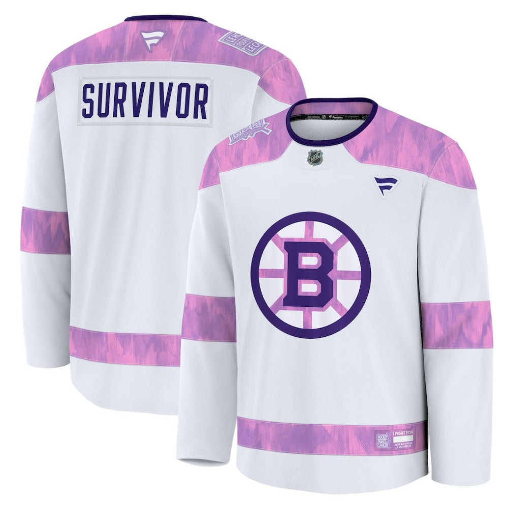 Boston Bruins Fanatics Hockey Fights Cancer Survivor Practice Jersey - White - NHL