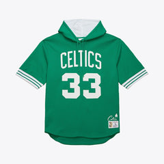 Larry Bird Boston Celtics Mesh Name & Number Short Sleeve Hoodie Kelly Green - NBA