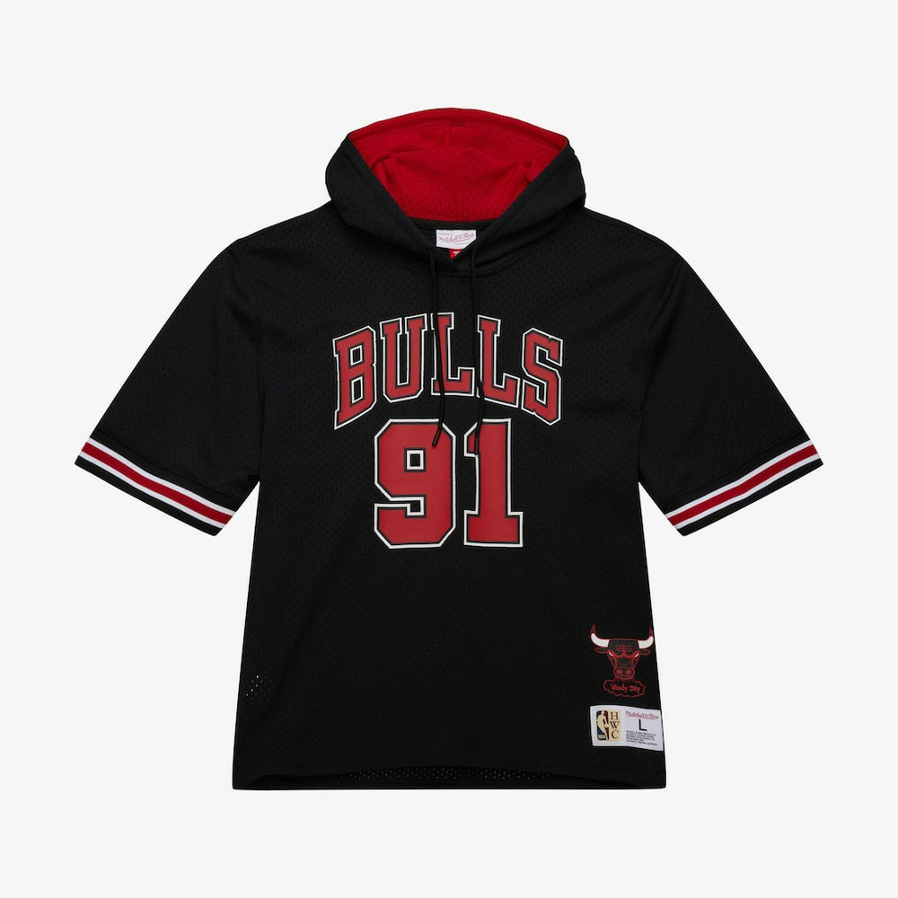 Dennis Rodman Chicago Bulls Mesh Name & Number Short Sleeve Hoodie Black - NBA