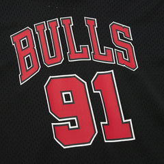 Dennis Rodman Chicago Bulls Mesh Name & Number Short Sleeve Hoodie Black - NBA