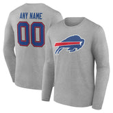 Buffalo Bills Team Authentic Personalized Name & Number Long Sleeve T-Shirt Gray | NFL