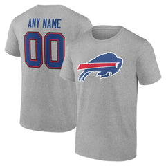 Buffalo Bills Team Authentic Personalized Name & Number T-Shirt Gray | NFL
