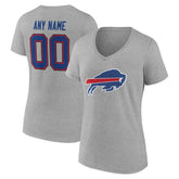 Buffalo Bills Women's Team Authentic Personalized Name & Number V-Neck T-Shirt Gray | NFL