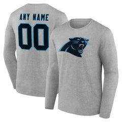 Carolina Panthers Team Authentic Personalized Name & Number Long Sleeve T-Shirt Gray | NFL