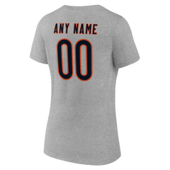 Chicago Bears Women's Team Authentic Personalized Name & Number V-Neck T-Shirt Gray | NFL