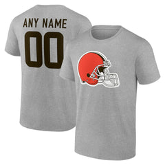 Cleveland Browns Team Authentic Personalized Name & Number T-Shirt Gray | NFL