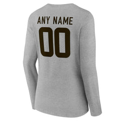 Cleveland Browns Women's Team Authentic Personalized Name & Number Long Sleeve V-Neck T-Shirt Gray | NFL