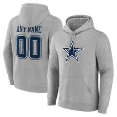 Dallas Cowboys Team Authentic Personalized Name & Number Hoodie Gray | NFL