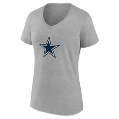 Dallas Cowboys Women's Team Authentic Personalized Name & Number V-Neck T-Shirt Gray | NFL