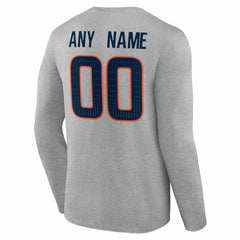 Denver Broncos Team Authentic Personalized Name & Number Long Sleeve T-Shirt Gray | NFL