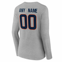 Denver Broncos Women's Team Authentic Personalized Name & Number Long Sleeve V-Neck T-Shirt Gray | NFL
