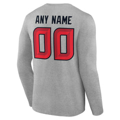 Houston Texans Team Authentic Personalized Name & Number Long Sleeve T-Shirt Gray | NFL