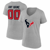 Houston Texans Women's Team Authentic Personalized Name & Number V-Neck T-Shirt Gray | NFL