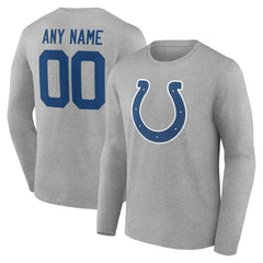 Indianapolis Colts Team Authentic Personalized Name & Number Long Sleeve T-Shirt Gray | NFL