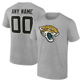 Jacksonville Jaguars Team Authentic Personalized Name & Number T-Shirt Gray | NFL