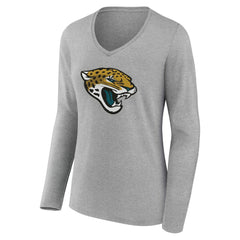 Jacksonville Jaguars Women's Team Authentic Personalized Name & Number Long Sleeve V-Neck T-Shirt Gray | NFL