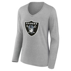 Las Vegas Raiders Women's Team Authentic Personalized Name & Number Long Sleeve V-Neck T-Shirt Gray | NFL