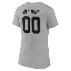 Las Vegas Raiders Women's Team Authentic Personalized Name & Number V-Neck T-Shirt Gray | NFL