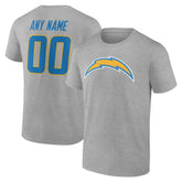 Los Angeles Chargers Team Authentic Personalized Name & Number T-Shirt Gray | NFL