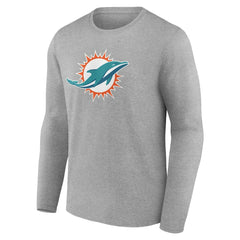 Miami Dolphins Team Authentic Personalized Name & Number Long Sleeve T-Shirt Gray | NFL