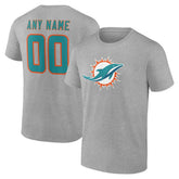 Miami Dolphins Team Authentic Personalized Name & Number T-Shirt Gray | NFL