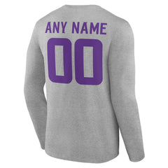 Minnesota Vikings Team Authentic Personalized Name & Number Long Sleeve T-Shirt Gray | NFL