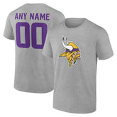 Minnesota Vikings Team Authentic Personalized Name & Number T-Shirt Gray | NFL