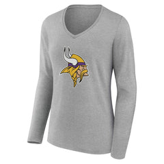 Minnesota Vikings Women's Team Authentic Personalized Name & Number Long Sleeve V-Neck T-Shirt Gray | NFL