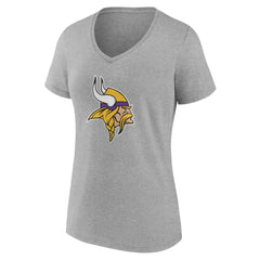 Minnesota Vikings Women's Team Authentic Personalized Name & Number V-Neck T-Shirt Gray | NFL