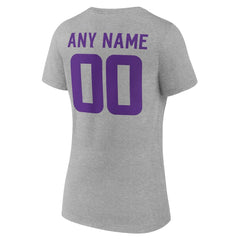 Minnesota Vikings Women's Team Authentic Personalized Name & Number V-Neck T-Shirt Gray | NFL