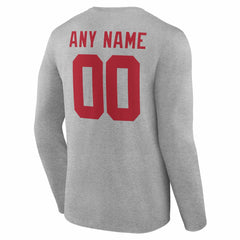 New York Giants Team Authentic Personalized Name & Number Long Sleeve T-Shirt Gray | NFL