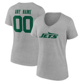 New York Jets Women's Team Authentic Personalized Name & Number V-Neck T-Shirt Gray | NFL