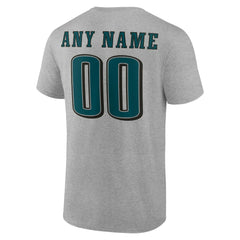 Philadelphia Eagles Team Authentic Personalized Name & Number T-Shirt Gray | NFL