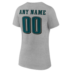 Philadelphia Eagles Women's Team Authentic Personalized Name & Number V-Neck T-Shirt Gray | NFL