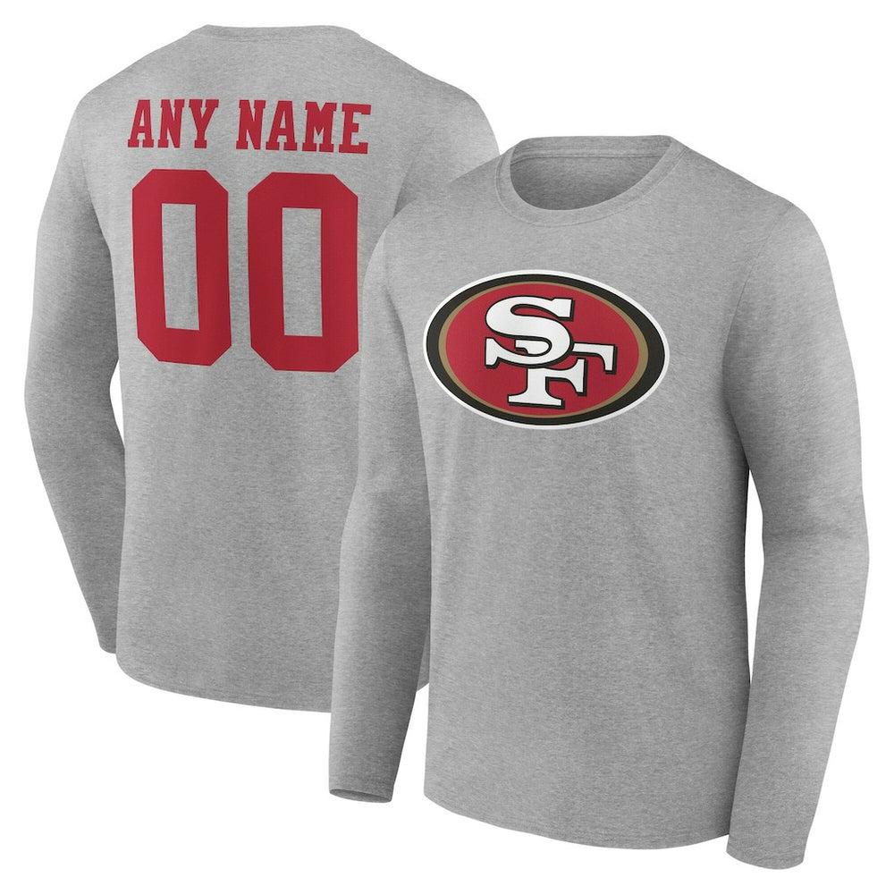 San Francisco 49ers Team Authentic Personalized Name & Number Long Sleeve T-Shirt Gray | NFL