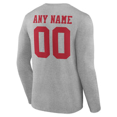 San Francisco 49ers Team Authentic Personalized Name & Number Long Sleeve T-Shirt Gray | NFL