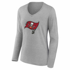 Tampa Bay Buccaneers Women's Team Authentic Personalized Name & Number Long Sleeve V-Neck T-Shirt Gray | NFL