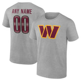 Washington Commanders Team Authentic Personalized Name & Number T-Shirt Gray | NFL