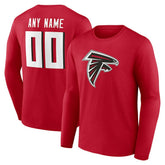 Atlanta Falcons Team Authentic Personalized Name & Number Long Sleeve T-Shirt Red | NFL